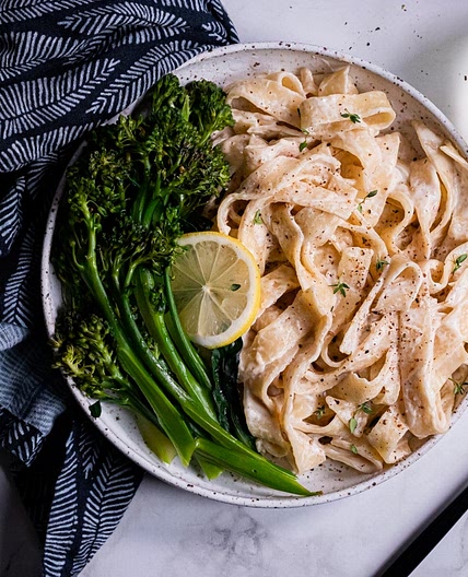 Vegan Lemon Tahini Broccolini Pasta Dinner