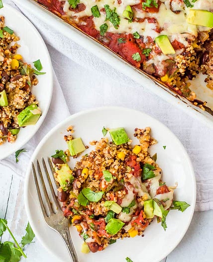 Veggie-Loaded Quinoa Black Bean Casserole