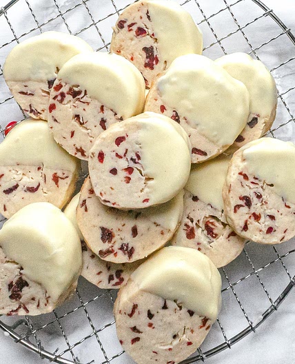 Cranberry White Chocolate Shortbread Cookies - Slice and Bake Recipe