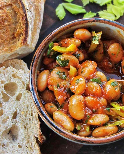 Warm Spanish-Style Giant-Bean Salad With Smoked Paprika and Celery Recipe