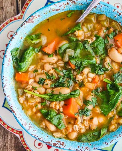 Spinach Vegetable Barley Bean Soup