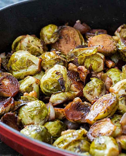 Balsamic Roasted Brussels Sprouts and Shallots