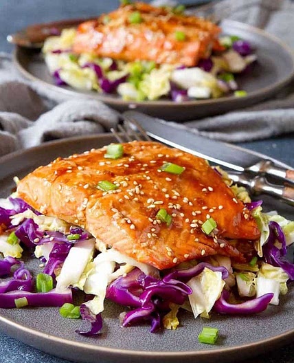 Baked Teriyaki Salmon with Cabbage