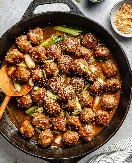 Sesame and Scallion Saucy Asian-Inspired Meatballs