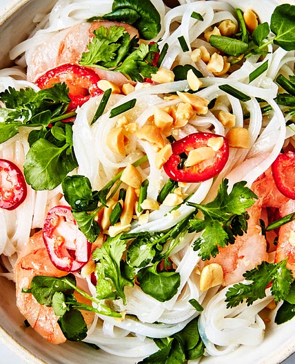 Rice Noodles With Shrimp and Coconut-Lime Dressing
