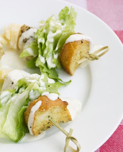 Chicken Caesar Salad on a Stick
