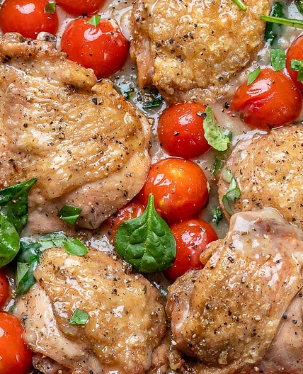 Tuscan Chicken with Cherry Tomatoes & Spinach (Dairy free)