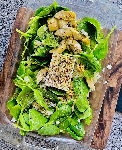 CHEESY SPINACH ARTICHOKE BAKED FETA PASTA