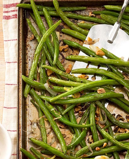Roasted Green Beans with Lemon & Walnuts