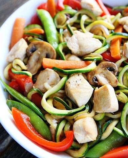 Easy Chicken Zucchini Noodle Stir Fry