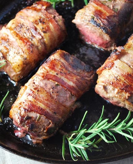 Bacon-Wrapped Venison Backstrap with Raspberry Sauce