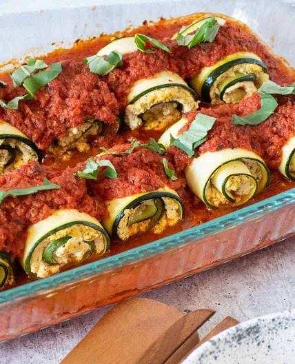 Zucchini Lasagna Rolls (dairy free)