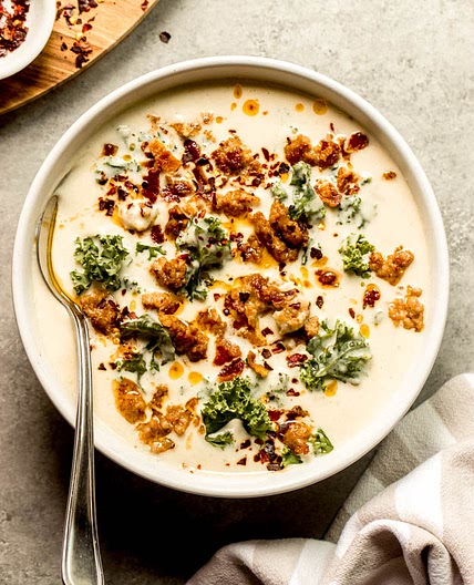 Cauliflower Sausage Kale Soup