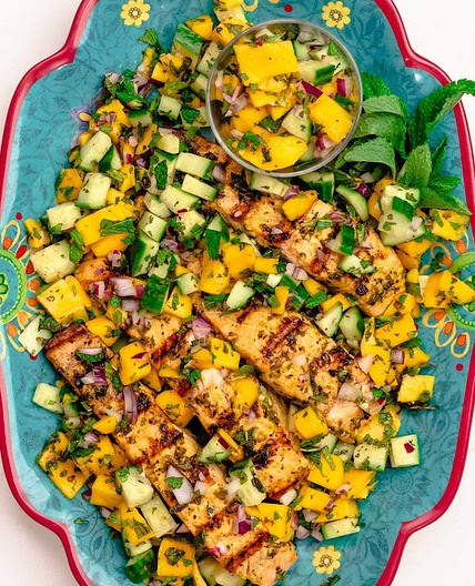 Grilled Salmon Recipe with Mint Mango Salsa