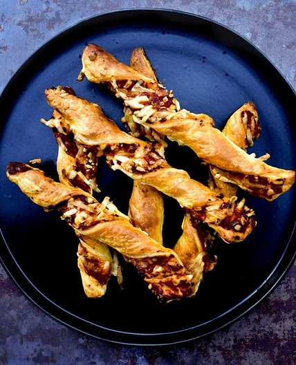 Vegan Pizza Twists made with Puff Pastry