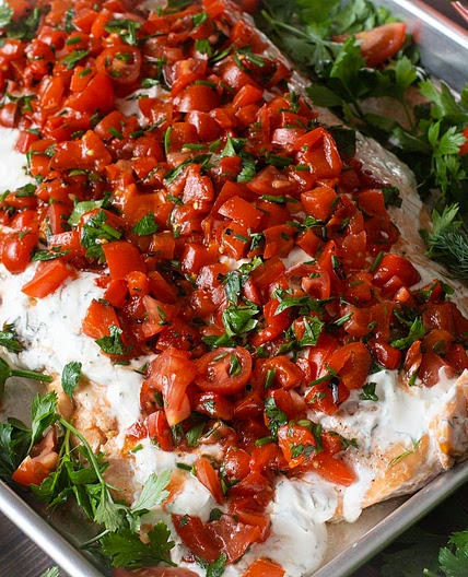 Christmas Salmon With Mediterranean Flavors Recipe