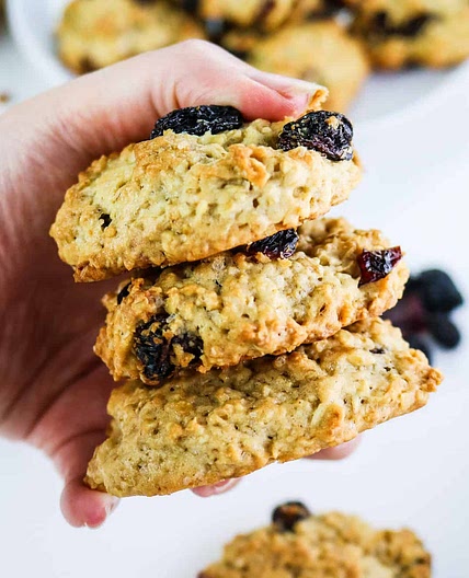 American Style Oat Cookies with Raisin and Cranberry