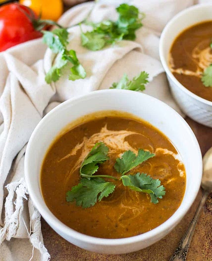 Creamy roasted eggplant soup