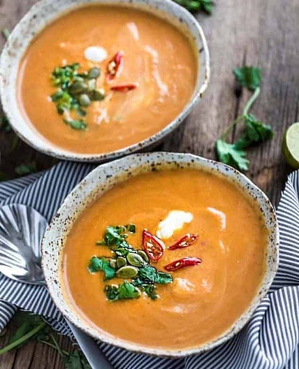 Slow Cooker Butternut Squash and Sweet Potato Soup