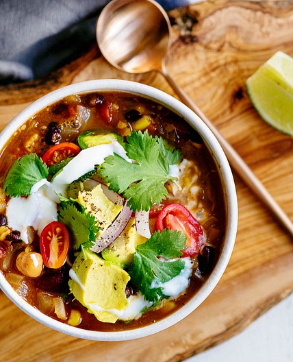 One Pot Stovetop Vegetarian Taco Soup
