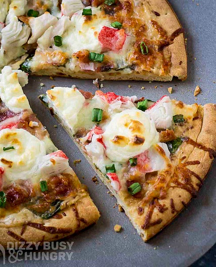 Creamy Crab Pizza With Bacon and Spinach