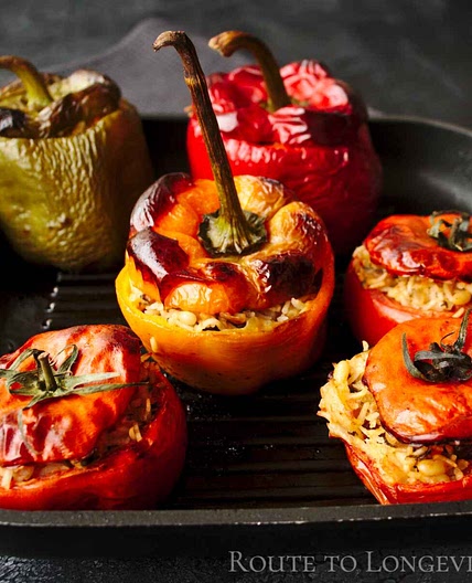 Yemista (Greek Stuffed Tomatoes and Peppers)