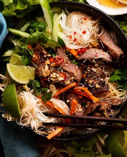 Vietnamese pork noodle bowls (bun thit nuong)