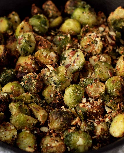 AIR FRYER CRISPY KETO PARMESAN BRUSSEL SPROUTS
