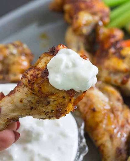 Smoky Spicy Chicken Wings with Blue Cheese Dressing