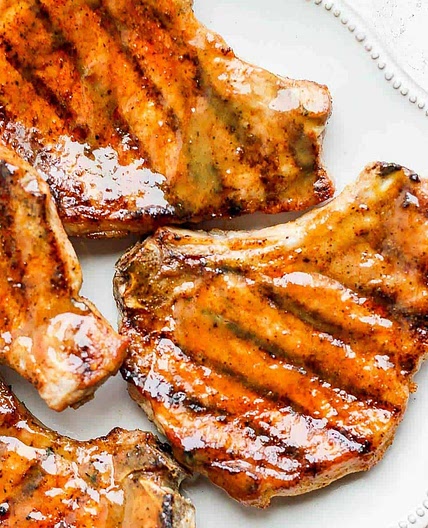 Grilled Pork Chops with Honey Mustard Glaze