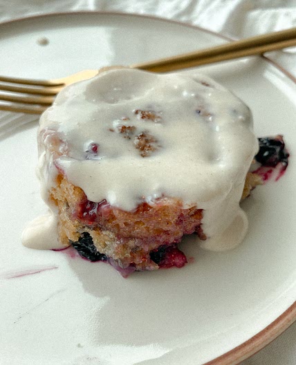 Single Serve Blueberry Cinnamon Roll (gluten free, vegan)