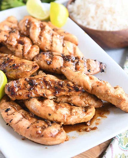 Spiced Ginger Lime Chicken Tenders with Coconut Rice