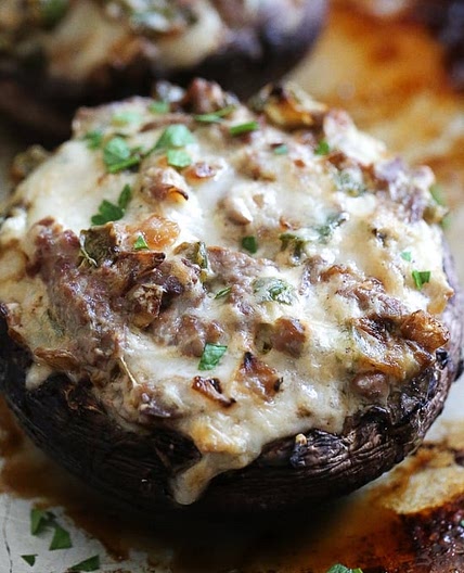 Philly Cheesesteak Stuffed Portobello Mushrooms
