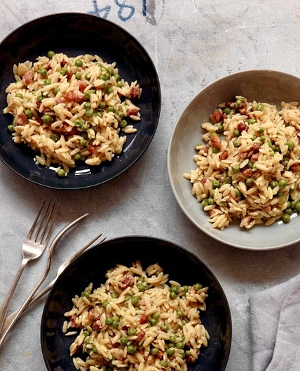 Pasta Risotto With Peas and Pancetta