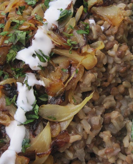Lebanese Lentil/Rice Pilaf With Blackened Onions
