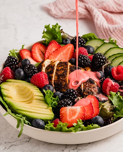 Blackened Chicken Avocado Berry Salad (Paleo, Whole30, AIP)