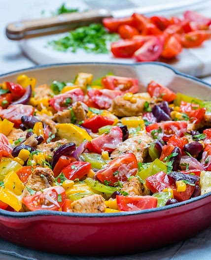 Tex Mex Zucchini & Chicken Skillet