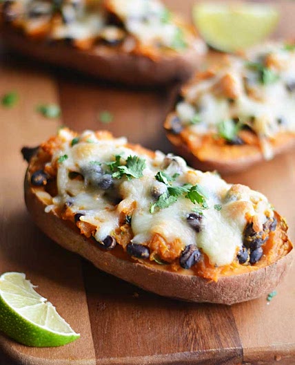 Chipotle, Black Bean, and Roasted Garlic Twice-Baked Sweet Potatoes