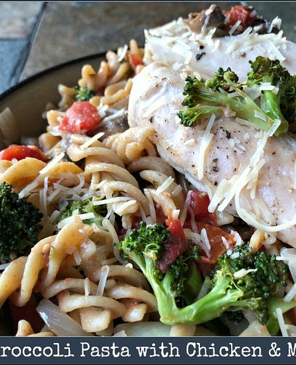 Roasted Broccoli Pasta with Chicken & Mushrooms