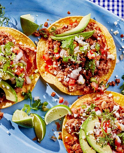 Spiced Beef and Refried Bean Tostadas