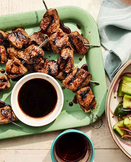 Bourbon- And Cola-Glazed Steak Kebabs