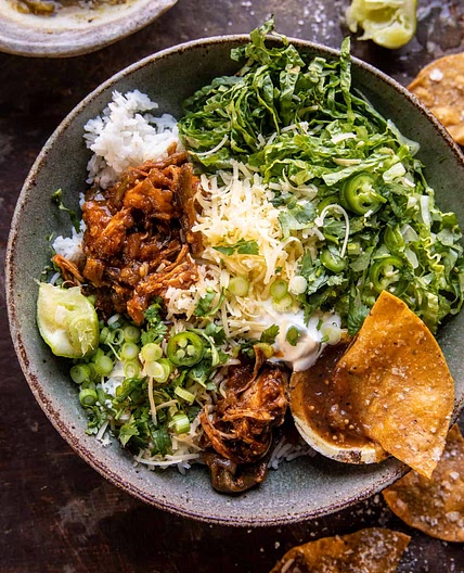 Crockpot White Chicken Chili Burrito Bowls