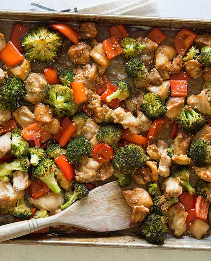 Sheet Pan Sesame Chicken and Broccoli