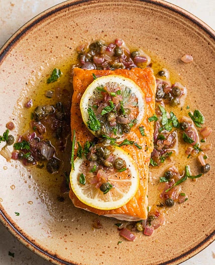 Salmon Meunière in Brown Butter Sauce