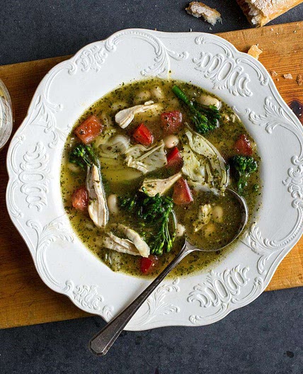 Pesto Chicken & Cannellini Bean Soup
