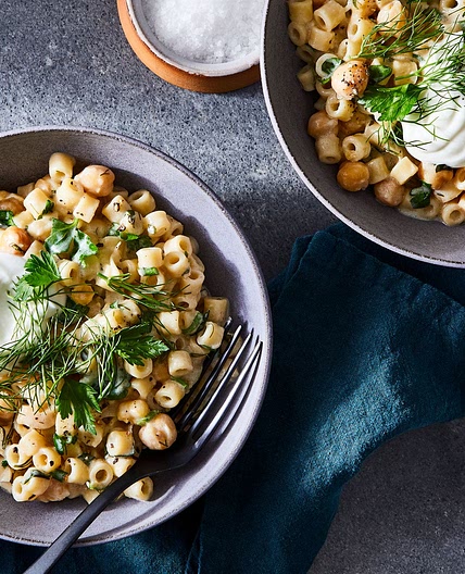 Ditalini With Tender Herbs, Chickpeas & Yogurt