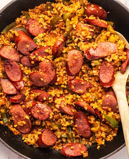 Kielbasa, Peppers, and Cauliflower Rice Skillet