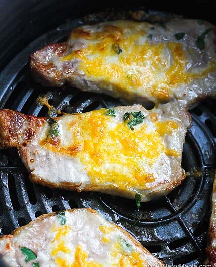 Air fryer cheesy pork chops