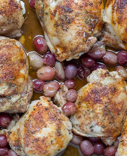 Chicken Thighs with Grapes, Thyme and Smoked Paprika