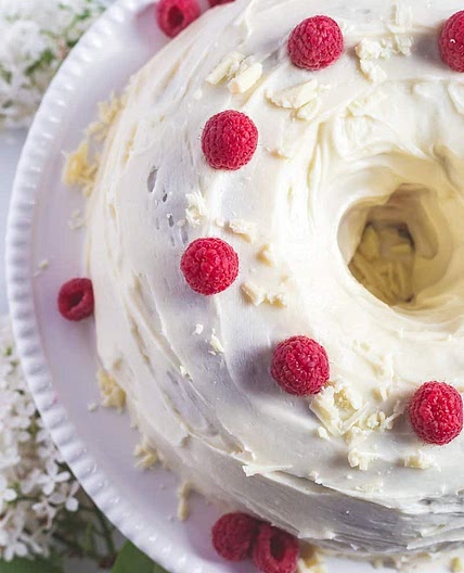 White Chocolate Raspberry Bundt Cake